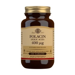 Solgar Folacin (ácido fólico) 400 mcg, 100 comprimidos.