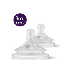 AVENT resposta natural de fluxo rápido +3M mamilo, 2pcs