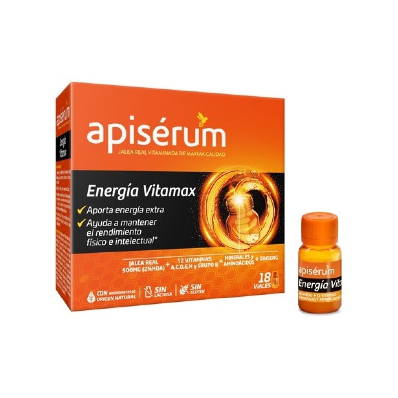 Apiserum Energía Vitamax, 18 frascos para injetáveis.
