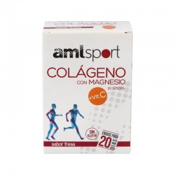 AmLsport Colágeno com Magnésio + Vitamina C + B1, B2, B6 350 gr Sabor Morango