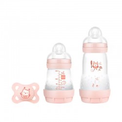 MAM Biberón Starter Set Rosa +0M, 1 Biberon Anti-colic + 1 Biberon Easy Start 130ml