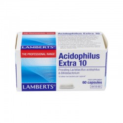 LAMBERTS Acidófilo Extra 10. Uma por dia, 60 cápsulas.