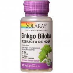 Solaray Ginkgo Biloba 60 mg, 60 cápsulas vegetais
