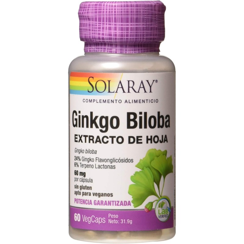 Solaray Ginkgo Biloba 60 mg, 60 cápsulas vegetais