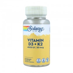 Solaray Vitamina D3 & K2, 60 cápsulas vegetais