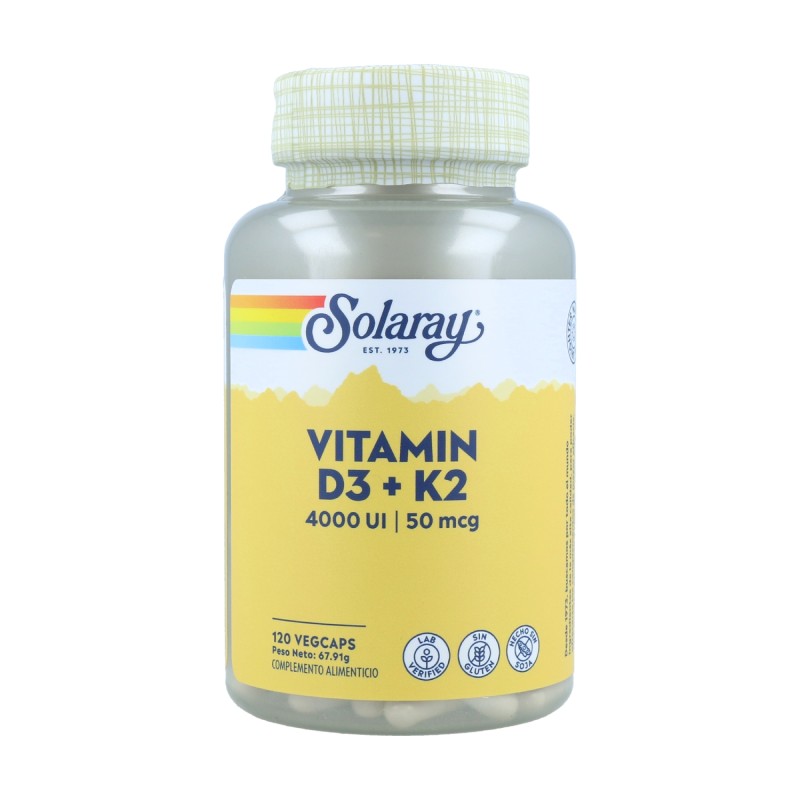 Solaray Vitamina D3 & K2, 120 cápsulas vegetais