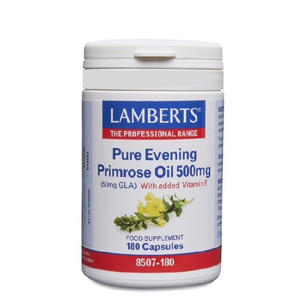 LAMBERTS Pure Primula Oil 500mg, 180 cápsulas.